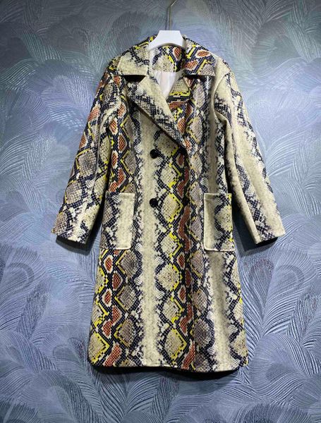 

women's trench coats 2022 european fashion large autumn new lapel printed long windbreaker, Tan;black