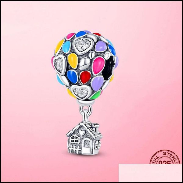 

charms 925 sier fit pandora charm bracelet cz blue pink air balloon dangle charms set pendant diy fine beads jewelry drop delivery 2 dhu8v, Bronze;silver