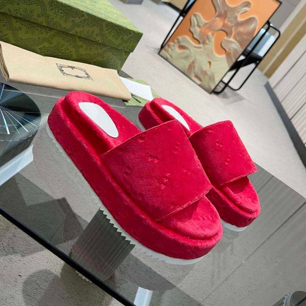 

2022 new style slippers fashion beach thick bottom slippers platform alphabet lady sandals leather high heel slipper 05, Black