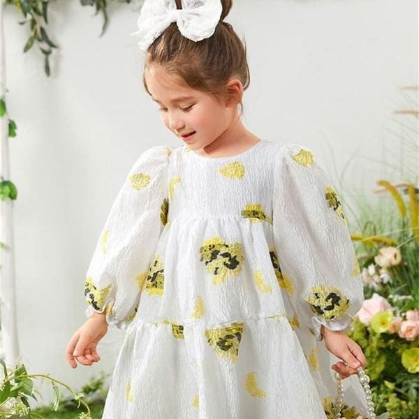 

toddler girls floral embroidery bishop sleeve ruffle hem smock dress she, Red;yellow