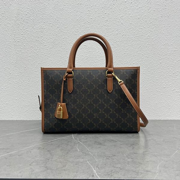 

old flower cabas handbag tote shopping bag women flap crossbody bags leather handle fashion letters cowhide pvc lady brown handbags purse
