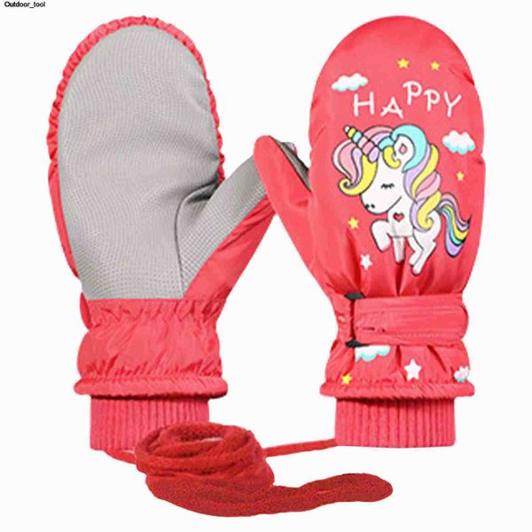 

new winter outdoor children ski gloves thick warm windproof waterproof kids mittens boys girls