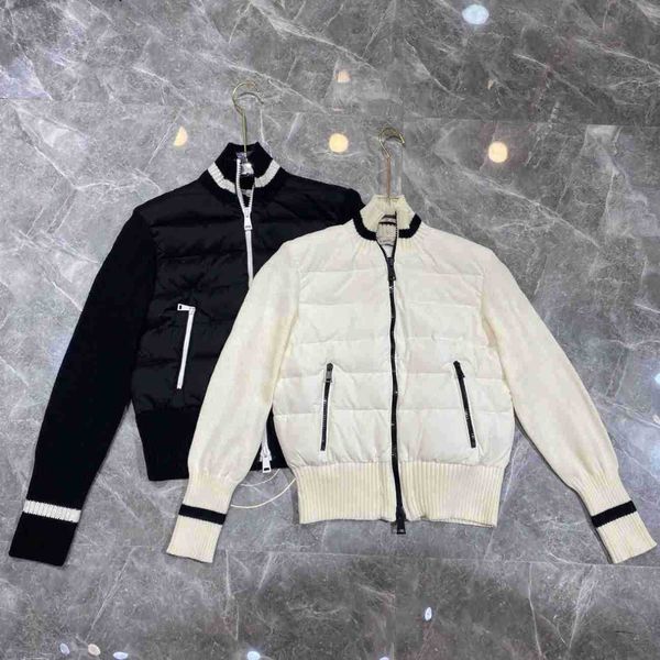 

designer womens maya down knit stitching embroidered letter badge girl parkas hit the color women's coats top, Black