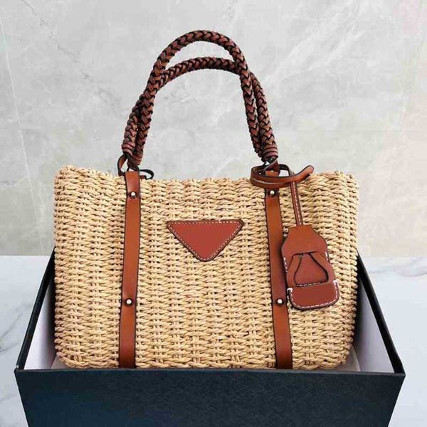 

shopping bags summer straw tote bags women luxury designer brand handbag shoulder clutch leather crossbody-bag female bucket 220402