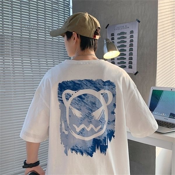 

privathinker harajuku devil printed men oversized tee shirts summer short sleeve t-shirts couples men's women cotton 220504, White;black
