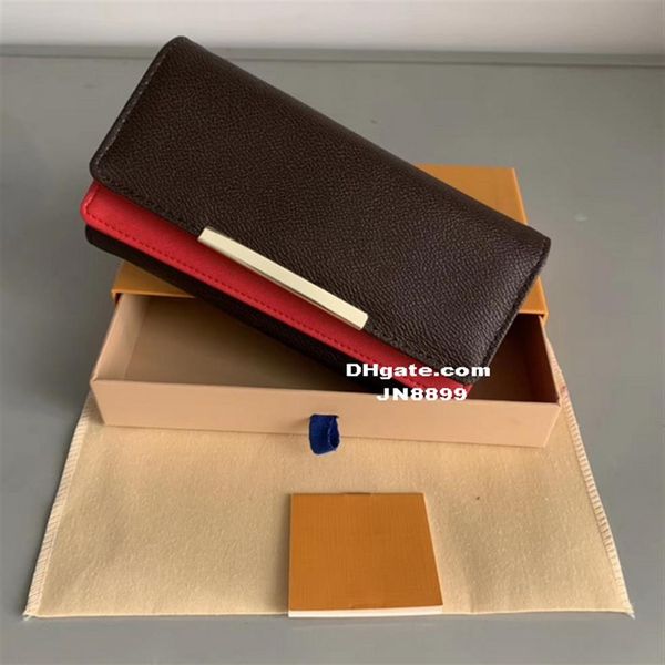 

fashion designer clutch famous clutch pu leather wallet card holder pocket long wallets women bag with brand box dust bag238n, Red;black
