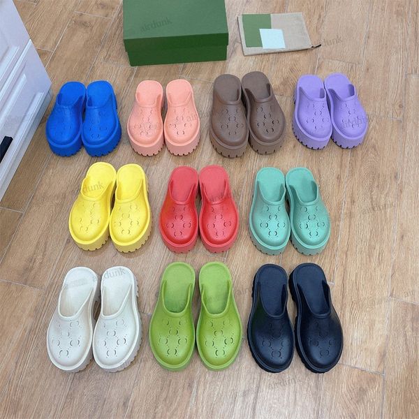 

designer slippers brand perforated g womens platform sandals soft fashionable out men hollow rubber thick sole fashion cut-out slide new, Black