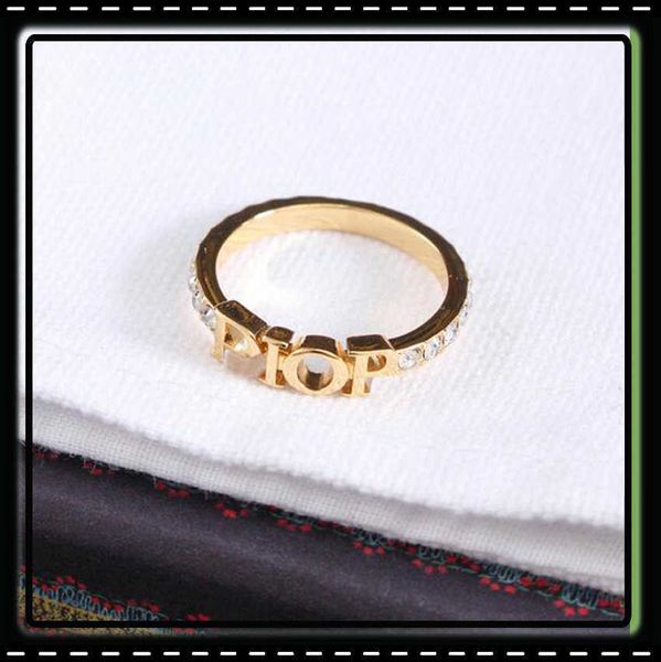

2022 fashion designer gold letter rings bague for lady women party wedding lovers gift engagement jewelry with box1992, Silver