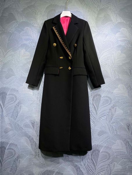 

women's trench coats fall 2022 new lapel plain long windbreaker, Tan;black