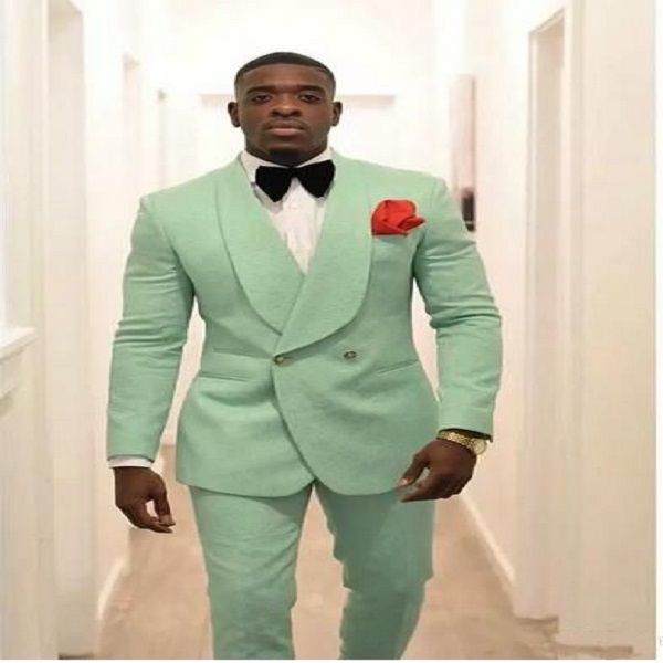 

mint green prom men suits occasion wedding tuxedos shawl lapel groomsmen groom suit pants jacket slim fit evening tuxedos, Black;gray