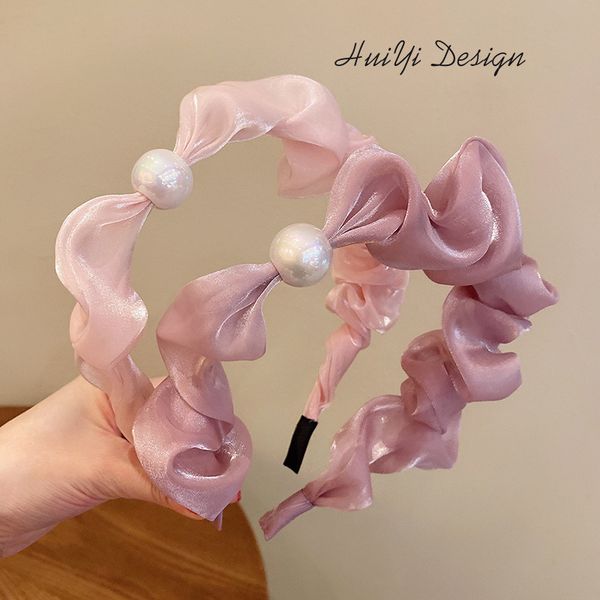 

pearl hair band partysu pure color fine hair bundle jewelry accessories wholesale fairy online press hair fold yarn headband br041, Silver