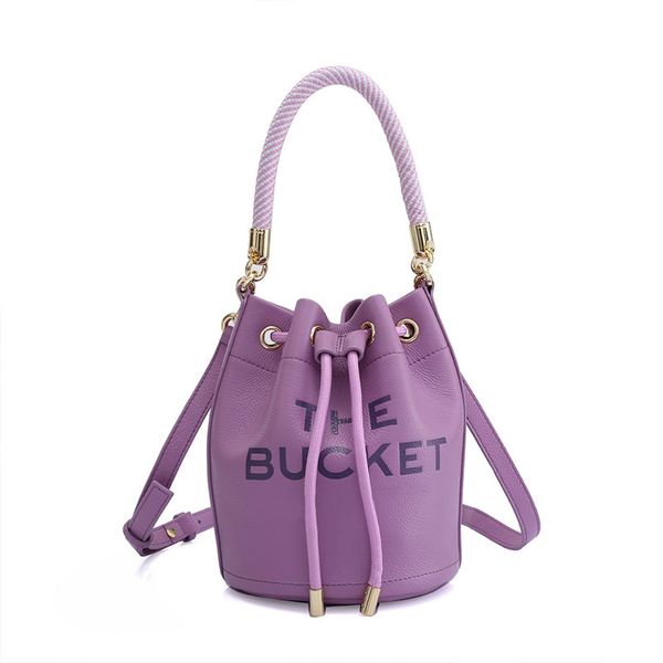

handbags bucket bag fashion shoulder bags cowhide crossbody wallets plain letter printing braided hand strap drawstring binding cell phone p