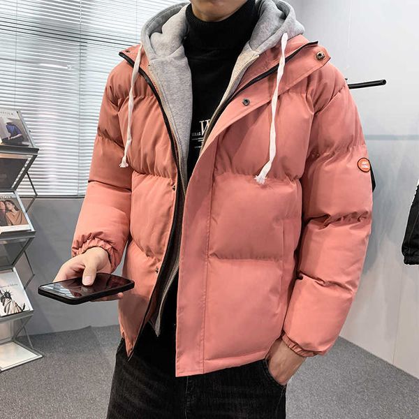 

men's jackets men winter coats fashion fake two-piece down jackets hooded casual fashion male thicker warm fit parkas slim winer jacket, Black;brown
