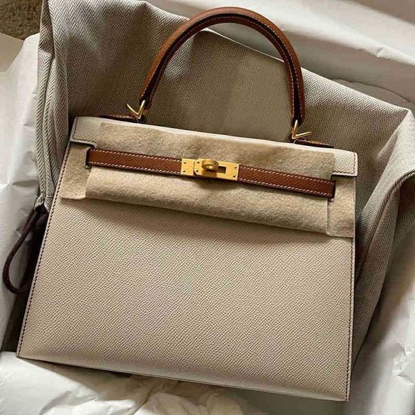

designer handbags herms kely bag quality bag mommy leather color matching women's single shoulder cross carry mother's large