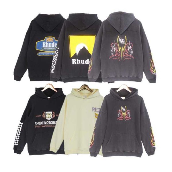 

mens hoodies rhude hooded men women designer hoodies fashion letters printing pullover winter sweatshirts, Black