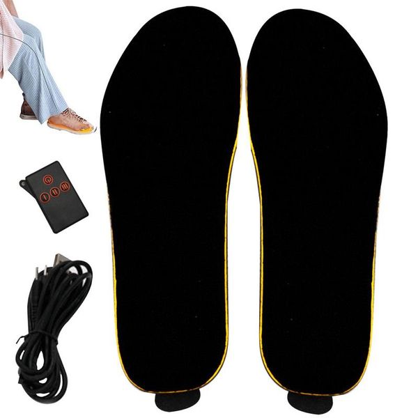 

winter heated insoles remote control electric heating shoe insoles rechargeable foot warmers with 3 speed temperature control, Black