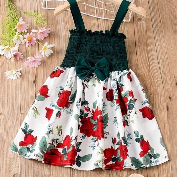 

toddler girls floral print bow front shirred frill trim cami dress she, Red;yellow