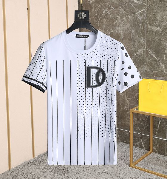 

dsq phantom turtle mens designer t shirt italian milan fashion polka dot with striped print t-shirt summer black white t-shirt hip hop stree, White;black