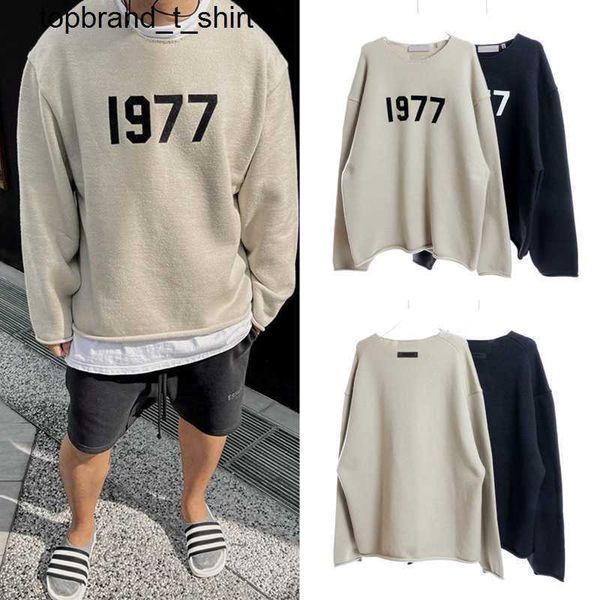 

men's hoodies designer sweatshirts essential 1977 sweater men women's coat round neck pullover sweater winter couples hoodie, Black