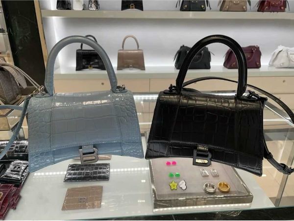 

designer handbags balenciga hourglass bags alligator embossed hand women's