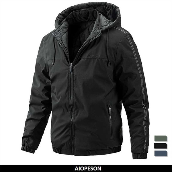 

men's jackets aiopeson double face spliced men parkas casual hat detachable warm outdoor sports jacket male winter coats for men clothi, Black;brown
