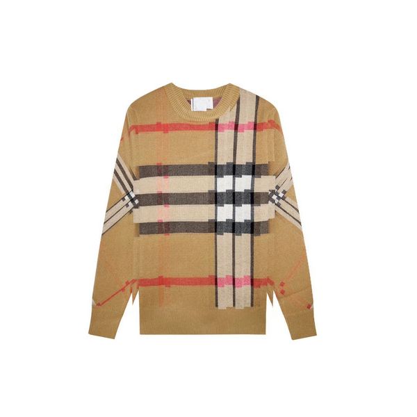 

women's knits & tees fashion high couple designer plaid pattern mens knit patchwork sweater crew neck autum winter casual jumper clothe, White