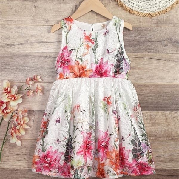 

toddler girls floral print contrast lace keyhole back dress she, Red;yellow