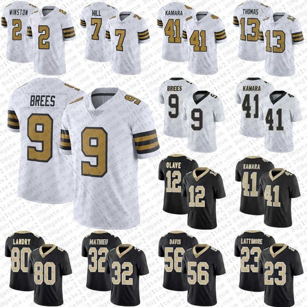 

jersey chris olave new 41 alvin kamara orleans''drew brees football saint''nfl''jerseys jameis winston 32 tyra, Black;red