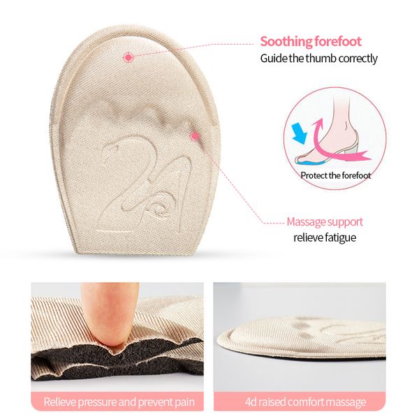 

2pcs sponge forefoot soft pads high heels insert insole foot orthopedic insole anti-slip protection cushions, Black