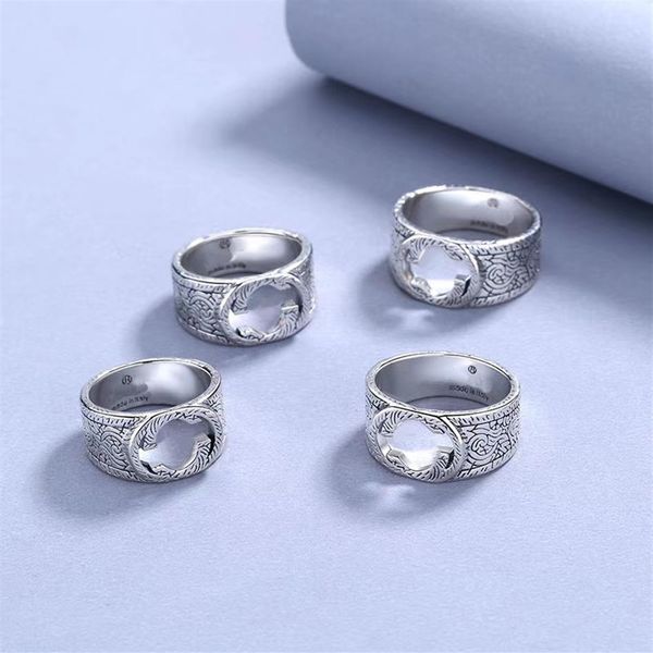 

europe america retro men lady women cupronickel silver plated engraved g initials pattern lovers ring size us6-us92891, Slivery;golden