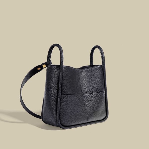 

bags 100% cowhide bucket luxury ladies shoulder underarm large capacity simple commuter leather messenger handbag