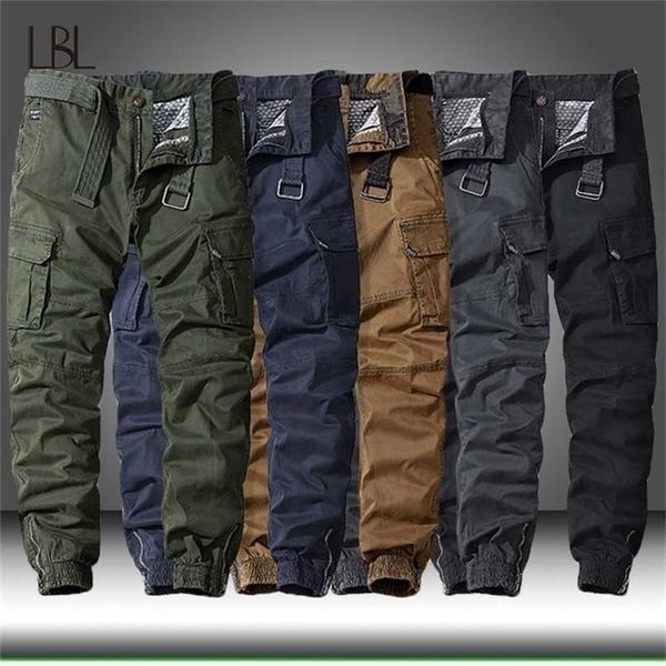 

men casual cotton cargo pants elastic outdoor hiking trekking tactical sweatpants male military multi-pocket combat trousers 211022, Black