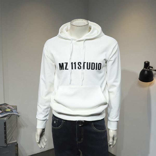 

mens casual hoodie simple loose autumn winter male pullover ins lettered printing sweater sportswear leisure hooded man clothing m-4xl, Black