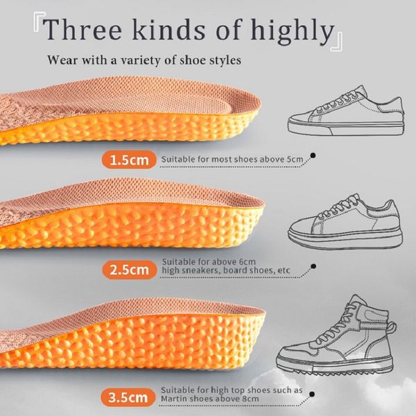 

height increase insoles for shoes sole orange deodorant breathable cushion running insole for feet orthopedic care heel lift pad, Black