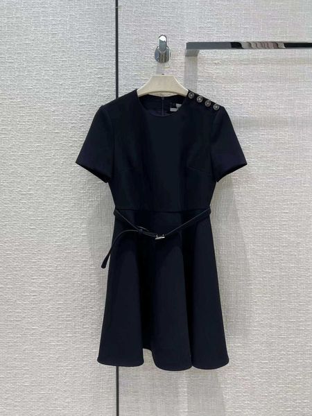 

milan runway dress 2022 summer autumn o neck panelled designer dress brand same style dress 061812, Black