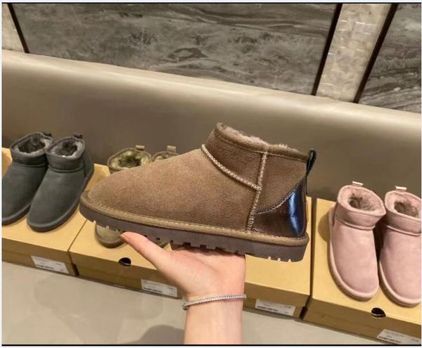 

ugglies boots designer warm boots mini snow boot ankle bootss australian classic winter full fur fluffy furry satin usa gs 585401 women , Black