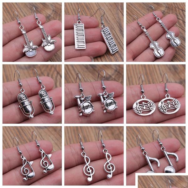 

charm charm musical jewelry earrings note microphone drum guitar violin shaped dangle drop for girls women delivery 2022 dhwqx, Golden