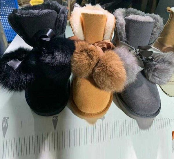 

sell new classic design girl women aus plush sheepskin snow boots short snow boots fur integra ted keep warm boots, Black