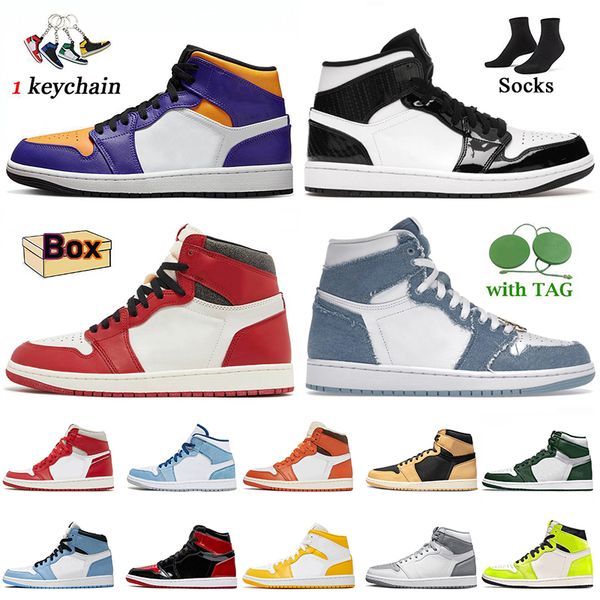 

fashion women mens jumpman 1 basketball shoes 1s high og starfish lost found heirloom denim gorge green lakers patent bred unc wolf grey dar