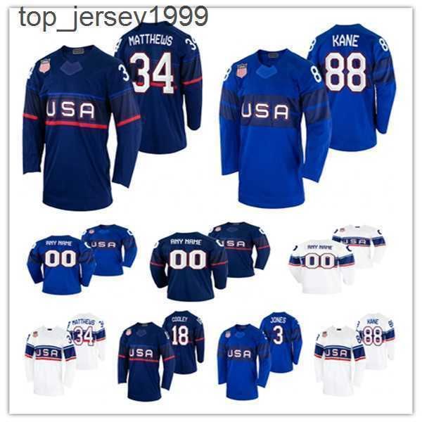 

college hockey wears ell usa hockey 2023 beijing winter ice jerseys patrick kane seth jones johnny gaudreau jack eichel auston matthews jake, Black