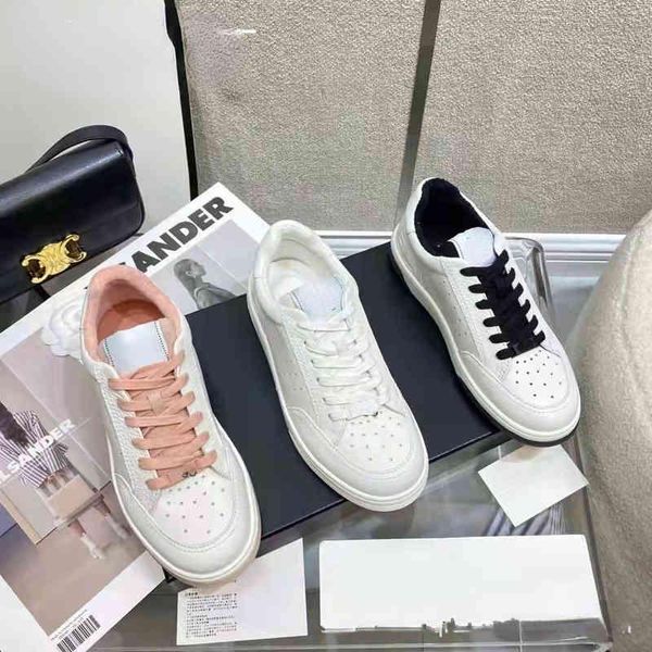 

2022 casual shoes new small white shoes women's thick soled leather sneakers women's flat bottom small fragrant panda, Light blue