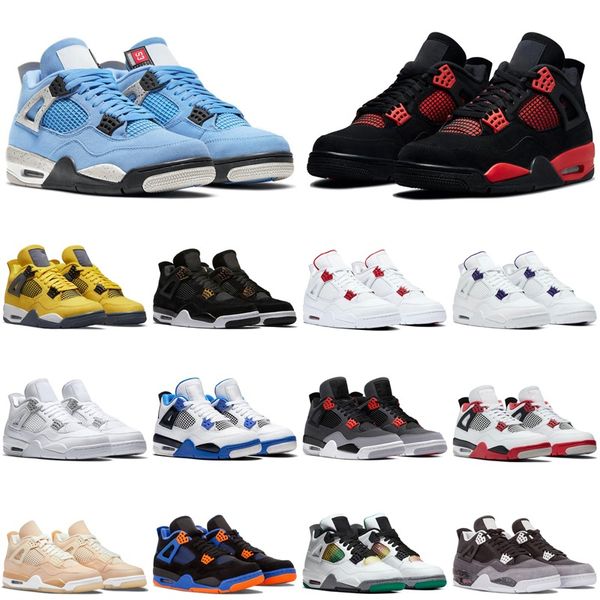 

4 retro men basketball shoe 4s military black blank canvas university blue white cement sail back cat mens trainer outdoor sports sneakers