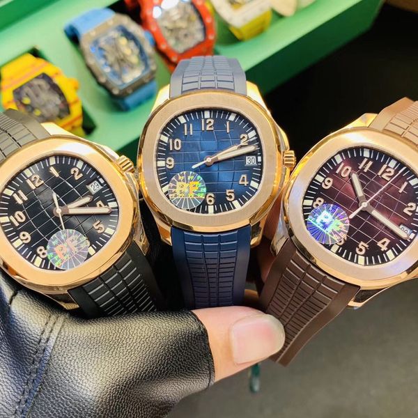 

pf factory luxury watch mens pp watches eta cal.324 mechanical super movement quality rose gold case waterproof 5711 wristwatches with box, Slivery;brown