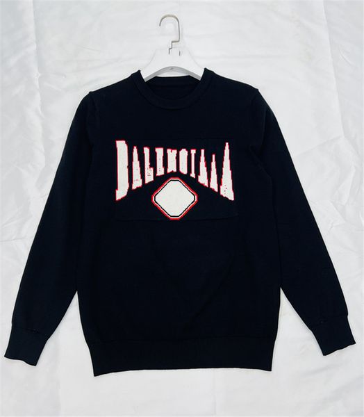 

mens women sweaters high-end design fitted style warm knitted cotton blended o-neck letter printing slim fit fashion, White;black