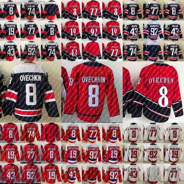 

fans tees 8 alexander ovechkin jersey evgeny kuznetsov john carlson tom wilson nicklas backstrom t. j. oshie hockey jerseys red white navy, Black