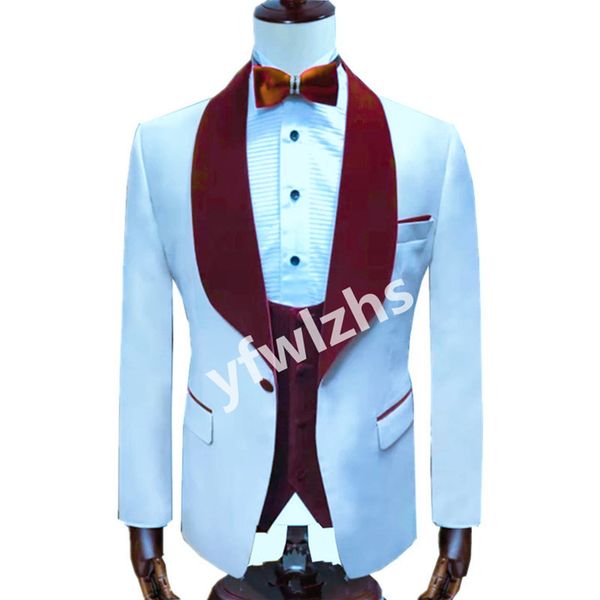 

handsome one button groomsmen shawl lapel groom tuxedos mens wedding dress man jacket blazer prom dinner suits jacket pants tie vest w1020, Black;gray