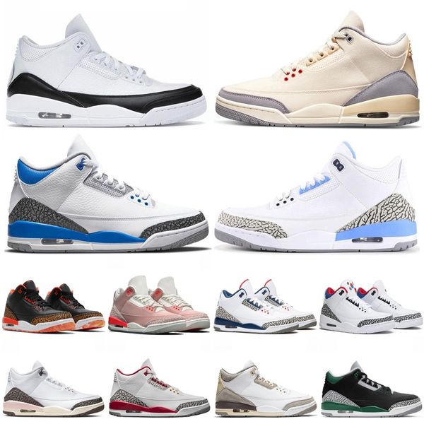 

3s jumpman 3 mens basketball shoes cardinal red muslin neapolitan racer blue desert elephant cool grey pine green unc sports outdoor men sne