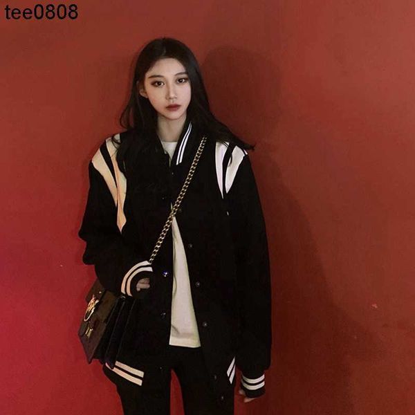 

baseball jacket women's autumn essentials inschao college style 2022 new black versatile casual thickened, Black;brown