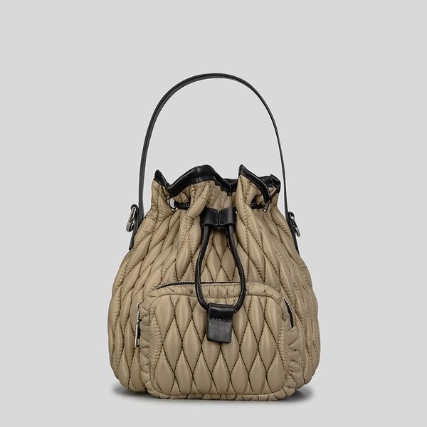 

designer puffy padded bucket bags women luxury nylon down cotton handbag lattice quilted shoulder crossbody bag ladies small tote bag