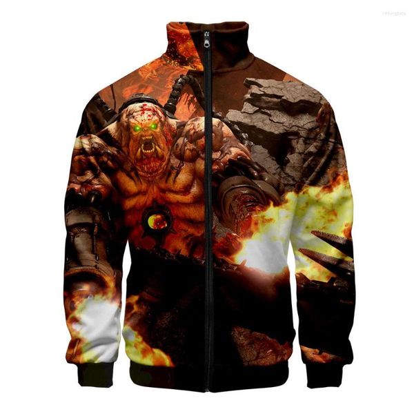 

men's jackets classic creative game doom eternal zipper jacket men/boys stand collar long sleeve 3d print clothes raglan, Black;brown